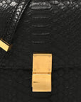 Snakeskin Medium Classic Box Flap Bag Black