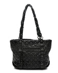 Distressed Lambskin Vintage Ligne Lady Braid Tote Black