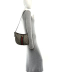 GG Supreme Monogram Web Small Ophidia Half Moon Hobo Brown