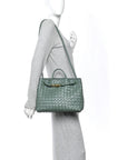 Nappa Intrecciato Medium Andiamo Shoulder Bag Aloe