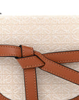 Calfskin Canvas Anagram Mini Gate Dual Bag Ecru Tan