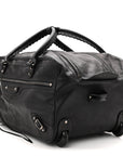 Agneau Silver Hardware Duffle Carry On Travel Bag Black