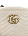 Calfskin Matelasse Small GG Marmont Chain Shoulder Bag White