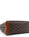 Coated Canvas Calfskin La Greca Signature Shopper Tote Bag Black Caramel