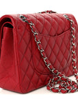 Caviar Quilted Medium Double Flap Red