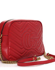 Calfskin Matelasse Medium GG Marmont Chain Shoulder Bag Hibiscus Red