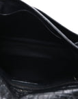 Crocodile Embossed Lambskin Monogram Medium Niki Chain Satchel Black