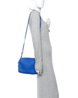 Nappa Intrecciato Double Compartment Crossbody Bag Atlantic Blue