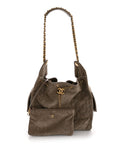 Suede Quilted Medium CHNL 25 Handbag Grey