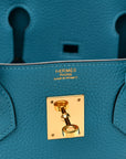 Taurillon Clemence Birkin 30 Turquoise