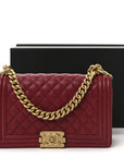 Caviar Quilted Medium Boy Flap Burgundy