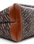 Coated Canvas Calfskin La Greca Signature Shopper Tote Bag Black Caramel