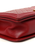 Lambskin Quilted New Medium Boy Flap Dark Red