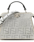 Crystal Vitello Laminato FF Petite Peekaboo I SEE U Satchel Crystal Argento