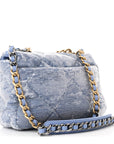 Sequin Quilted Medium CHNL 19 Flap Light Blue