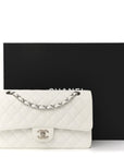 Caviar Quilted Medium Double Flap White