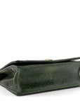 Ceramic Effect Deerskin Large D1ORama Flap Bag Malachite Green