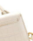 Calfskin Crocodile Embossed Le Chiquito Long White