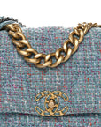 Tweed Quilted Large CHNL 19 Flap Blue Multicolor