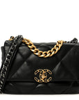 Lambskin Quilted Medium CHNL 19 Flap Black