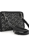Coated Canvas La Greca Signature Black Gray