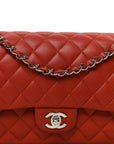 Caviar Quilted Medium Double Flap Red