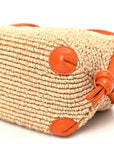 Raffia Calfskin Small Loop Top Handle Natural Burned Orange