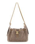 Suede Quilted Mini CHNL 25 Handbag Dark Grey
