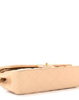 Lambskin Quilted Medium Double Flap Beige