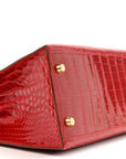 Shiny Porosus Crocodile Kelly Sellier 28 Rouge Vif