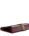 Calfskin Crocodile Embossed Medium Classic Monogram Kate Tassel Satchel Dark Red