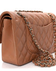 Lambskin Quilted Medium Double Flap Brown