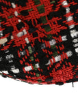 Tweed Quilted CHNL 19 Round Clutch With Chain Red Black White Green