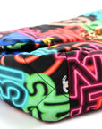 Fabric Quilted Neon Graffiti Medium CHNL 19 Flap Black Multicolor