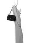 Caviar Quilted Jumbo Double Flap Black