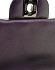 Iridescent Lambskin Quilted Mini Square Flap Dark Purple