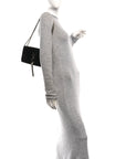 Calfskin Crocodile Embossed Small Classic Monogram Kate Tassel Satchel Black