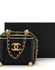 Calfskin Quilted Mini Perfect Fit Vanity Case With Chain Black