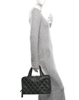 Calfskin Wild Stitch Top Handle Bag Black