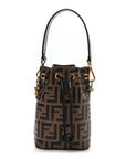 Vitello Liberty F is FNDI Bi-Color FF 1974 Embossed Mini Mon Tresor Bucket Bag Maya Black