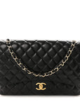 Lambskin Quilted Maxi Double Flap Black
