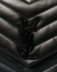Calfskin Y Quilted Monogram Monochrome Medium Loulou Chain Satchel Black