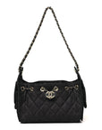 Denim Quilted Mini CHNL 25 Handbag Dark Blue