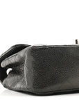 Metallic Caviar Quilted Mini Rectangular Flap Dark Grey
