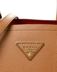 Saffiano Cuir Medium Double Bag Caramel Fuoco