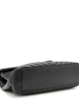 Sheepskin Matelasse Chevron Monogram Monochrome Large College Satchel Black