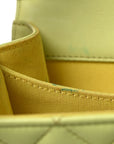 Calfskin Quilted North South Boy Flap Light Green
