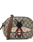 GG Supreme Monogram Bee Embroidered Mini Chain Shoulder Bag Beige Tuscany