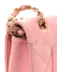 Caviar Quilted Medium Double Flap Light Pink