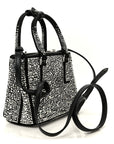 Satin Crystal Mini Galleria Double Zip Tote Metal